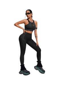 Colanti pentru sport, cu linii dinamice, fara cusaturi, tummy control, efect de lifting, marimea S, culoarea negru, theCasius.®