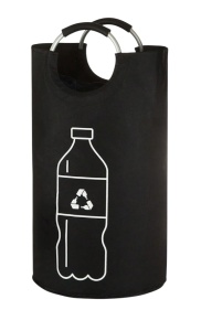 Cos de rufe si reciclare pliabil, capacitate 82 L, design cilindric, organizator depozitare sticle si rufe