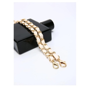 Curea pentru geanta dama tip lant cu interior de microfibra, accesoriu din metal, potrivire universala, culoarea alb si auriu - Img 3