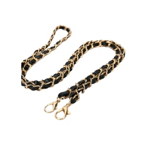Curea pentru geanta dama tip lant cu interior de microfibra, accesoriu din metal, potrivire universala, culoarea negru si auriu