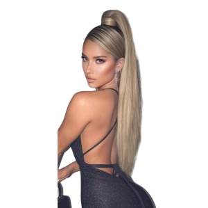 Extensie de par tip coada cu accesoriu de prindere, infasurat in jurul parului, lungime 55 cm, culoarea blond