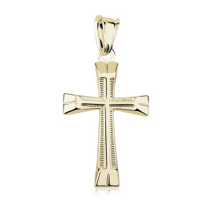 Pandantiv din argint 925 placat cu aur 24K, cruciuliță cu brațe profilate, 31 x 15 mm