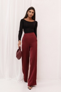 Pantaloni din satin DIVA - Bordeaux