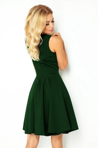 Rochie evazată - decolteu în formă de inimă - VERDE STICLĂ - Img 4