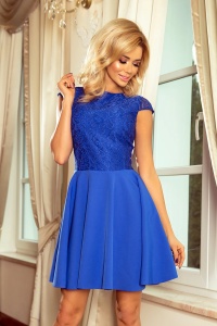 Rochie MARTA cu dantelă - ALBASTRĂ