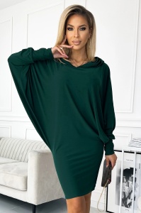 Rochie tip liliac cu glugă - verde sticlă