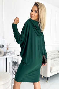 Rochie tip liliac cu glugă - verde sticlă - Img 2