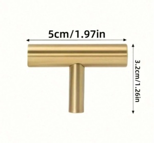 Set 2x maner dulap din otel inoxidabil, stil T modern, pentru sertare si usi, auriu - Img 4