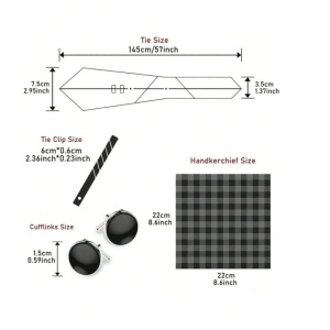 Set pentru barbati, include cravata, batista de buzunar, butoni, clema de cravata in design clasic, culoarea albastru ultramarin, The Casius.® - Img 3
