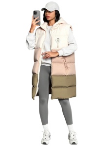 Vestă damă cu glugă, design multicolor, stil casual modern, călduroasă și confortabilă