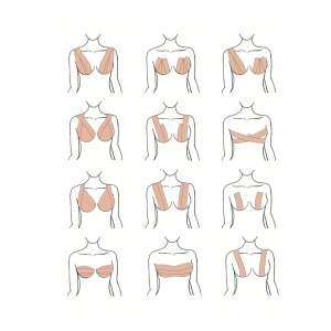 Banda elastica Lift-up adeziva pentru sustinerea si ridicarea bustului, material respirabil, 500 x 5 cm, culoarea bej nude - Img 2