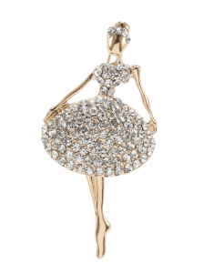Brosa Balerina cu strasuri, 5.5 x 2.6 cm