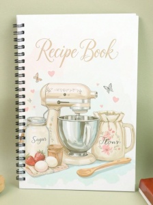 Caiet de retete, coperta model Recipe Book, jurnal planificare gatit, pentru pasionati culinari