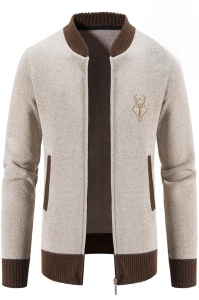 Cardigan pentru barbati tip jacheta captusita cu fleece cu logo brodat