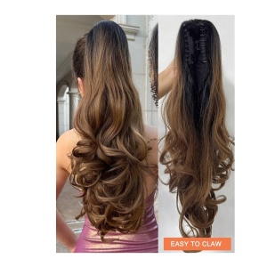 Coada de par extensie Ponytail, 60 cm, culoarea saten maro ombre - Img 2