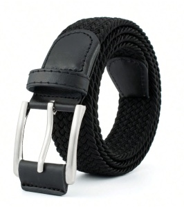 Curea elastica unisex The Casius, 105cm, negru, material textil elastic, latime 3,5cm