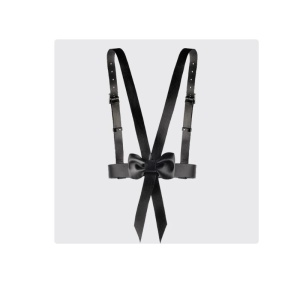 Curea ham vestimentar cu catarama patrata, funda accesoriu la spate (latime 3 cm, lungime 118 cm, lungime curea 108 cm), culoarea negru - Img 3