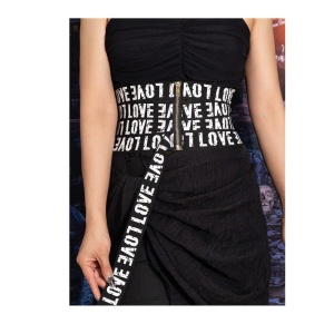 Curea tip corset de talie cu design urban pentru imbracaminte, culoarea negru si alb - Img 2