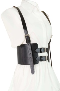 Curea tip ham vestimentar cu centura lata pentru dama si catarame metalice, 82 cm, culoarea negru