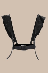 Curea tip ham vestimentar pentru dama cu volane, catarame metalice, culoarea negru - Img 6