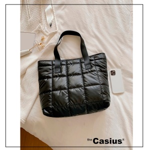 Geanta tote minimalista pentru dama, design matlasat, lungime 47 cm, negru - Img 5