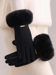 Manusi de dama, functie pentru ecran tactil, material moale, marime universala, culoarea negru - Img 5