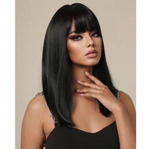 Peruca pentru femei, par drept de lungime medie, 45 cm, culoarea brunet - Img 6