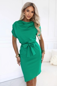 ROXI Rochie confortabilă cu fustă asimetrică și curea - verde