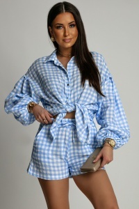 Set de muselina MOLLY - Albastru carouri