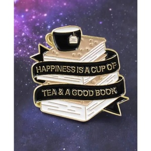 Brosa decorativa tip pin pentru geci si ghiozdane, model Happiness, 3 x 3 cm - Img 5