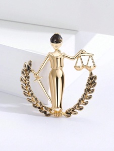 Brosa femei, Zeita Justitiei, design elegant, auriu, 4.5x4cm - Img 2