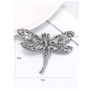 Brosa in forma de libelula, model Dragonfly, cu strasuri, culoarea albastru - Img 6