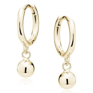 Cercei pentru copii cu inchidere englezeasca din argint 925 placati cu aur 14K, cercuri cu bilute, 12x2x5 mm