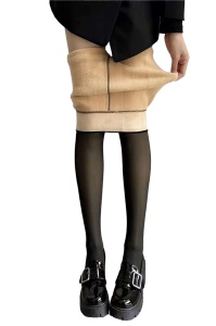Colanti termo cu interior de fleece moale pentru dama, culoarea negru translucid - Img 2