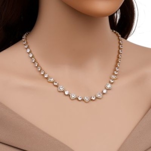 Colier din oțel inoxidabil Sparkling Diamond, 38cm, auriu