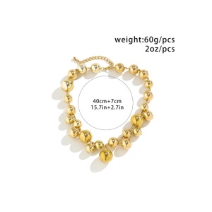 Colier tip choker format din bile mari, diametru 40+7 cm, culoarea auriu - Img 6