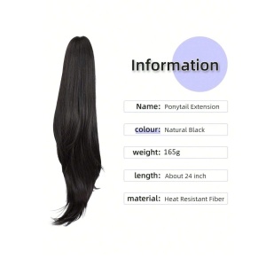 Extensie de par model coada de cal, prindere cleste, lungime 60 cm, culoarea negru - Img 3