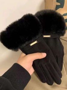 Manusi de dama, functie pentru ecran tactil, material moale, marime universala, culoarea negru - Img 2