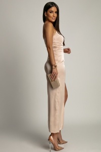 Rochie din satin - Bej - Img 2