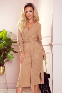 Rochie tip plic cu legătură - DUNGI BEJ