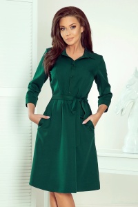 SANDY Rochie cămașă evazată - VERDE STICLĂ