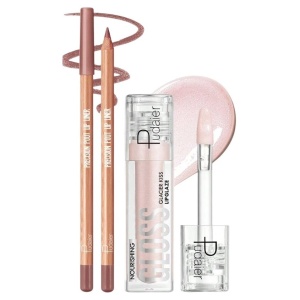 Set 2 Produse pentru Buze – Creion de Buze și Luciu de Buze, Rezistente la Apă și Transfer, Pigmentare Intensă, Long Lasting, nuanta 24+08