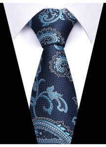 Set cravata pentru barbati, cravata bleumarin cu model floral, batista de buzunar