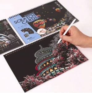 Set de 10 coli razuibile, Scratch Book design Orasele Lumii, varianta Modern, activitate relaxanta pentru copii si adulti - Img 2