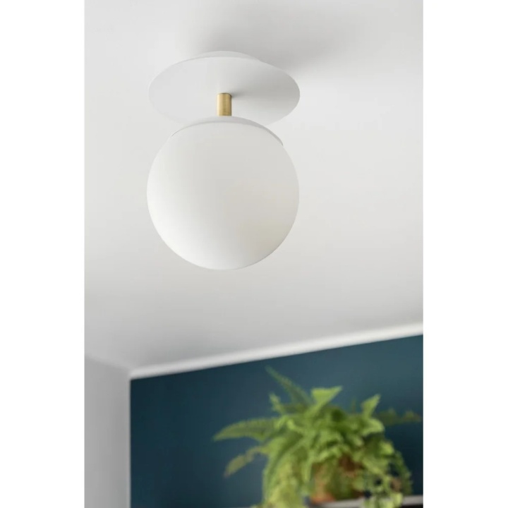 Aplică de perete PLAAT C white with brass IP44, alb / auriu - Img 3