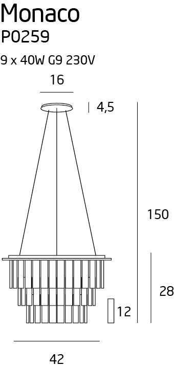 Candelabru Monaco 42cm crom - Img 3