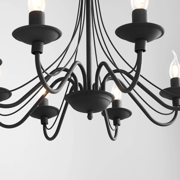 Candelabru Róża 65 cm 8xE14 - Negru - Img 4