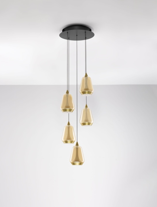 Corp de iluminat suspendat Alish Negru / Auriu / Champagne Ø33 x H 200 cm - Img 3