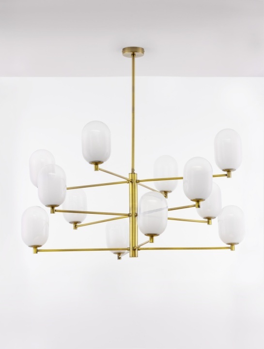 Corp de iluminat suspendat Balor Alb / Auriu Ø100 x H 68/93 cm - Img 3