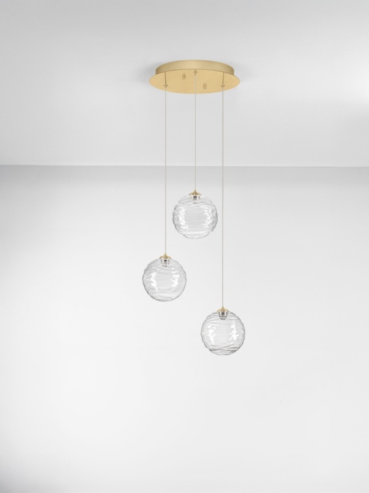 Corp de iluminat suspendat Blazik Transparent / Auriu Ø36,5 x H 150 cm - Img 3